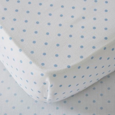 Light blue spotted cot bed fitted sheet